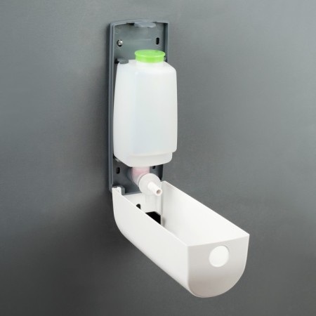 Dispenser for antiseptic/liquid soap is mechanical 370 ml, plastic, white color-1