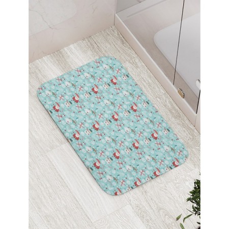 Bathroom mat "New Year's friends", anti -slip, size 52x77 cm