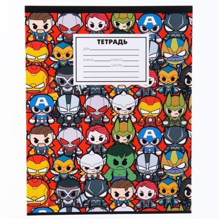 Notebook in a cage 18 sheets, 5 types of mix, cover covered cardboard, avengers-7