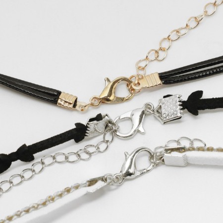 Choker "Trio" butterflies (set of 3 pcs.), Black-gold color, 34 cm-2