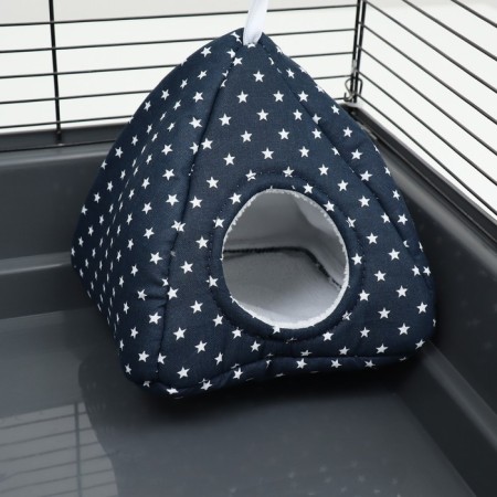 House "Wigwam" for rodents, 17*17*17 cm, calico, fleece, stars,-5
