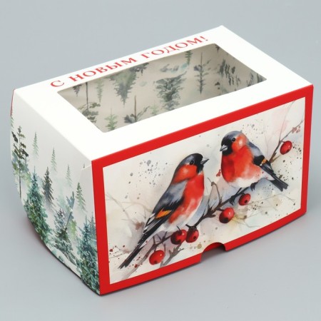 Folding box with bilateral application "Happy New Year" 16 x 10 x 10 cm, New Year-1