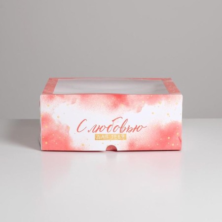 Capcake box, confectionery packaging, 9 cells "with love" 25 x 25 x 10 cm-1