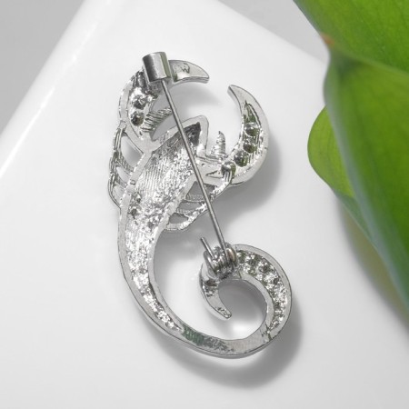 Brooch "Scorpio" elegant, white color in silver-1
