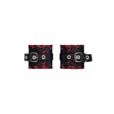 Handcuffs with red edging Pecado BDSM, skin, black-3