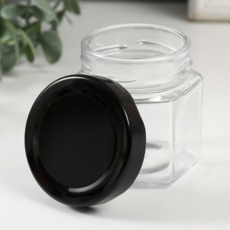 Bank for candles glass with a hexagon lid is a transparent 100 ml 5.5x5x6.5 cm-2