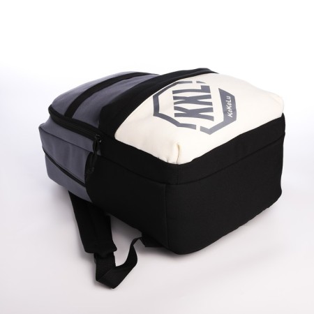 Youth backpack from a lightning textile, 3 pockets, a bag, a suitcase holder, black/gray color-4