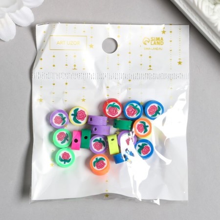 Beads for PVC "Rose in a circle" set 20 pcs 0.5x1x1 cm-2