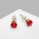 Earrings with rhinestones "Pusets" radiance, circle, d = 0.4, red color in gold