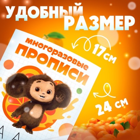 Records reusable set "Learning with Cheburashka", 3 pcs 12 pp, 2 markers, Cheburashka-1