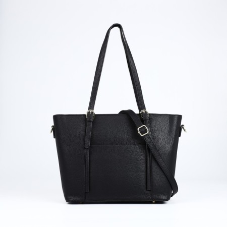 Soper bag with zipper, black color