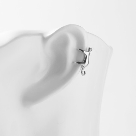 Earring "Kaff" cat, silver color-1