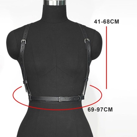 BDSM Podsm Oki, female, female, on the chest, adjustable belts, PU, ​​black-6
