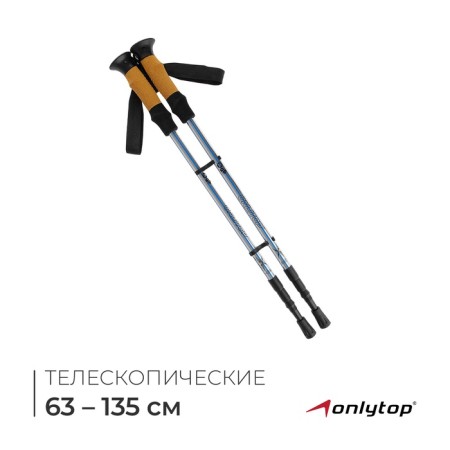 Sticks for Scandinavian walking online, telescopic, 3 sections, up to 135 cm, 2 pcs., Mix color