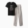 Homemade female set (T -shirt, trousers), black color, size 52