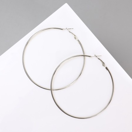 Earrings of the Ring "Classic" d = 7 cm, color silver-1