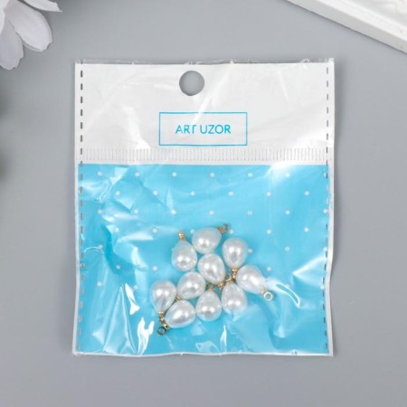 Decor for creativity Plastic "Pearl-boat with a loop" set 10 pcs 0.7x1.2 cm-3