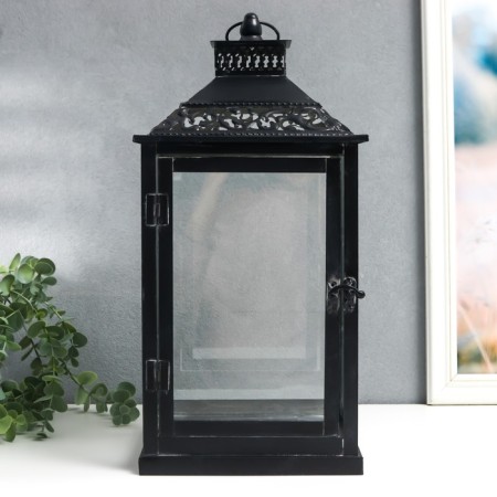 Summary metal, glass "Etna" black set 2 pcs 19x19x39 cm, 14x14x27 cm-2