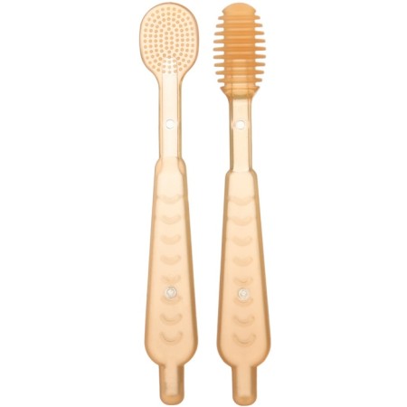A set of teeth teething, childish, crumb, brush, massager for gums, from 3 months., Orange color.-10