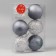 Set of balls plastic D-8 cm, 6 pcs "Brilling strips" Blue silver