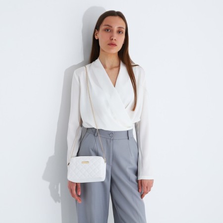 Bag Cross-Bodi with a zipper, white color-7