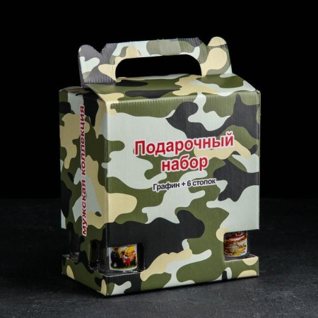 Set of drinking "Okhota-fish", 7 items: Capherine 500 ml, stack 50 ml, 6 pcs, in a suitcase-3