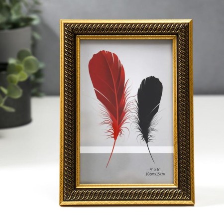 Photo frame plastic 10x15 cm "Golden spiral on black" 17.8x12.8 cm