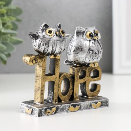 Polystone souvenir "Two owls on letters. Hope" 3.5x9.5x9.5 cm-1