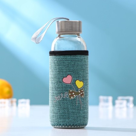 A glass bottle in the case “Bow”, 300 ml, h = 16.5 cm, color mix-4