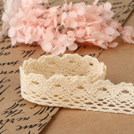 Knitted lace, 25 mm × 15 ± 1 m, beige color-3