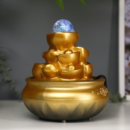 The desktop fountain from the network, the backlight "Mount of gold ingots" 18.5x15x15 cm-3