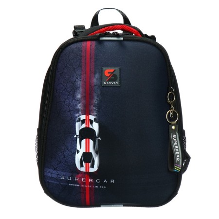 School backpack 38 x 30 x 16 cm, ergonomic back, stavia "race", black-2
