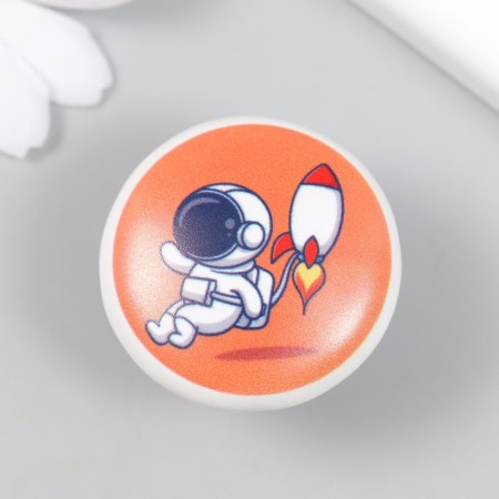 Pen for the casket ceramics, metal "Cosmonaut with a rocket" 3.8x3.8 cm-1