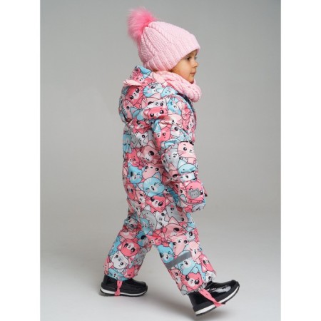 Children's Knitted kit for girls: hat and snood, size 46, light pink color-3