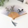 Fan wood, textile h = 21 cm "Bamboo and Panda" White, with a brush