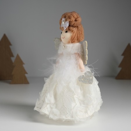 Interior doll "Angel in a white flowering dress" 8x7x16.5 cm-1