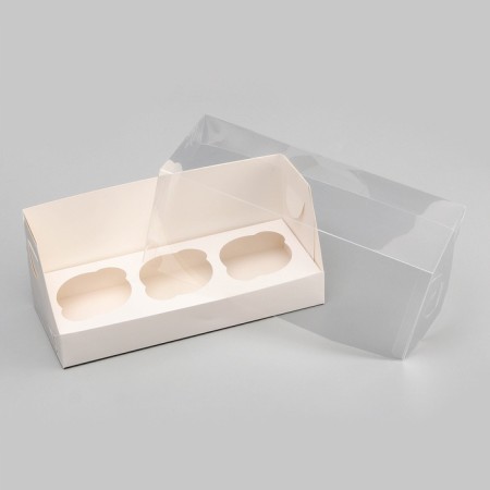 Confectionery packaging for 3 cupcake 24x10x10, white-3
