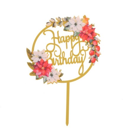 Topper "Happy Birthday", bouquet