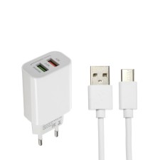 Network charger Luazon LCC-96, 2 USB, 2 A, Type-C cable, white