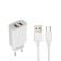 Network charger Luazon LCC-96, 2 USB, 2 A, Type-C cable, white