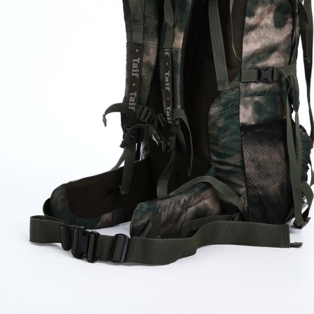 Tourist backpack, TAIF, 80 liters, cord department, 2 outer pockets, green color/camouflage-6