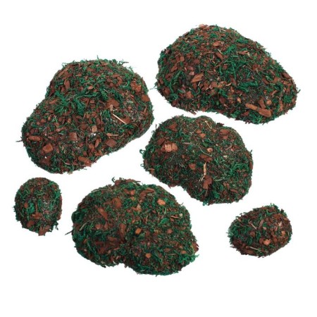 Moss Artificial "Stones", with a dark bark, set of 6 pcs., Greengo-9
