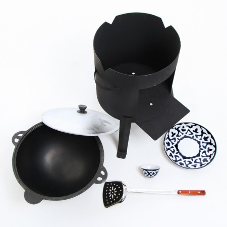 Set for pilaf 5 items, cauldron 10l, stove for cauldron, saucer, frog 28cm, Schumovka 45cm-2