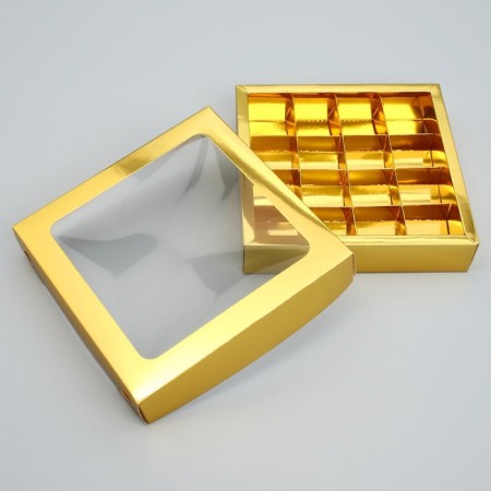 Box for sweets, confectionery packaging, 16 cells “Golden”, 18.9 x 18.9 x 3.8 cm-2