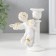 Polystone candlestick for 1 candle "Angel on a column" D-1.2 cm white with gold 9.8x8x7 cm