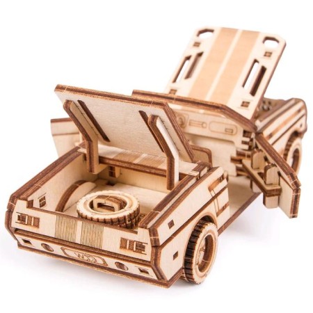 Mechanical 3D puzzle made of wood "Cabriolet"-1