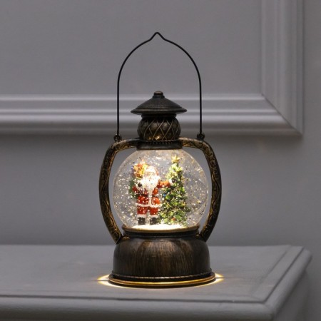LED figure "Lantern with Santa Claus" 13 × 19 × 11 cm, plastic, AAX3 batteries (not in the kit), USB, glow warm white-1