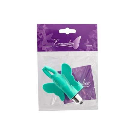 Vibro-tank-button on the finger Eromantica Butterfly, 10 cm, silicone, mint-10