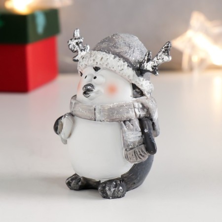 Polystone souvenir "Penguin in a scarf and cap with horns" MIX 8x7x4 cm-4