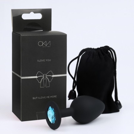 Anal traffic jam-hoods, with a crystal, without vibration, Soft silicone, 35 x 80 mm, black-3